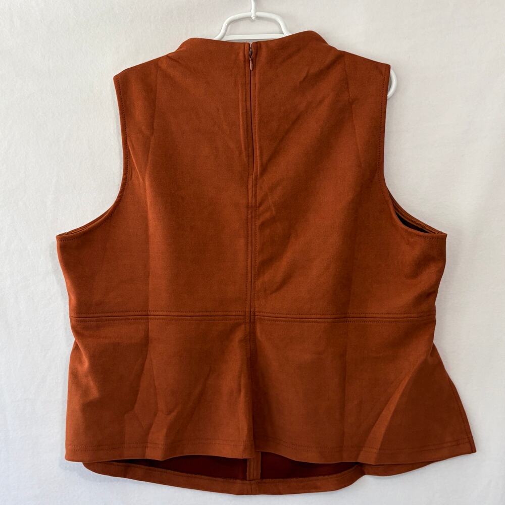 Eloquii Sleeveless Blouse Womens Plus 22 Brown Faux Suede High Neck Tank Top - Picture 10 of 11